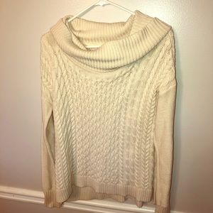 Off the shoulder cable knit sweater